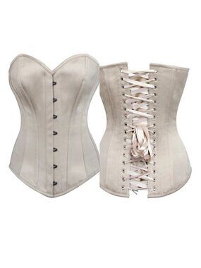Steel Boned Overbust Waist Trainer Corset EU Satin Longline UK 18/ US 14 NWT